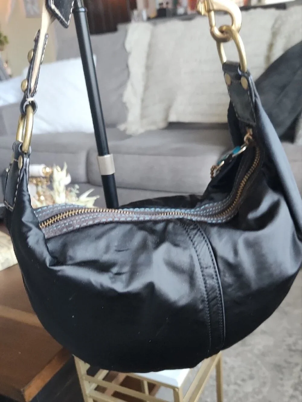 Coach Vintage Nylon Crescent Hobo Shoulder Bag